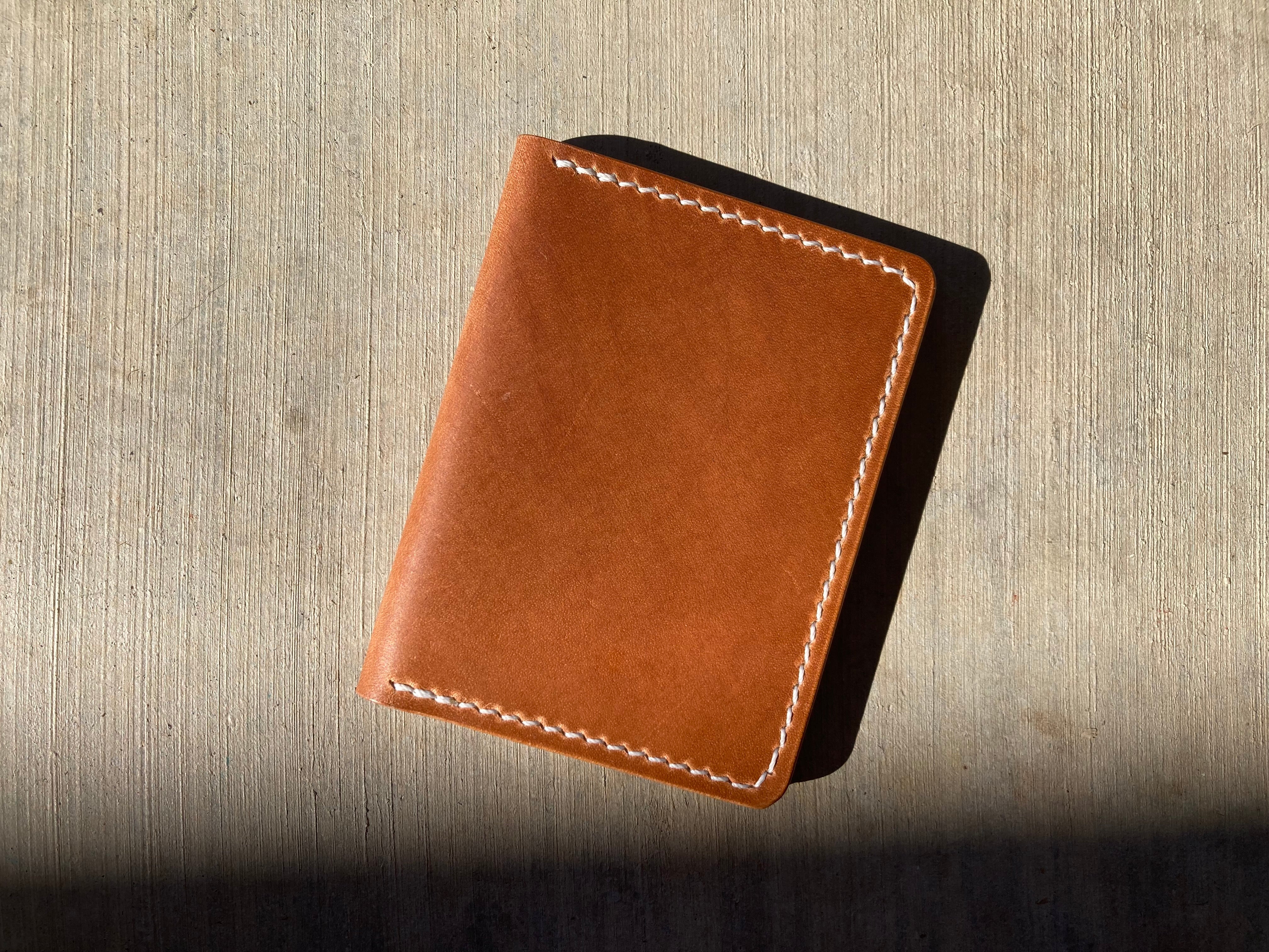 Handmade Card Wallet in Black Dublin Veg shops Tan Leather | USA Horween | Handmade Card Holder